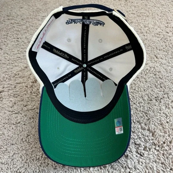 Michigan Wolverines Dune Hat Mitchell & Ness Adjustable Stone Navy‎ Dad Fit Cap - Picture 6 of 9